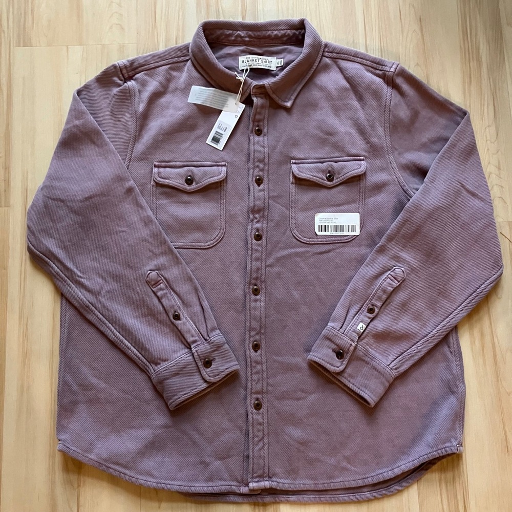 NWT Outerknown Blanket Shirt Men XL Purple Organic Cotton Button Down Eco-Friend